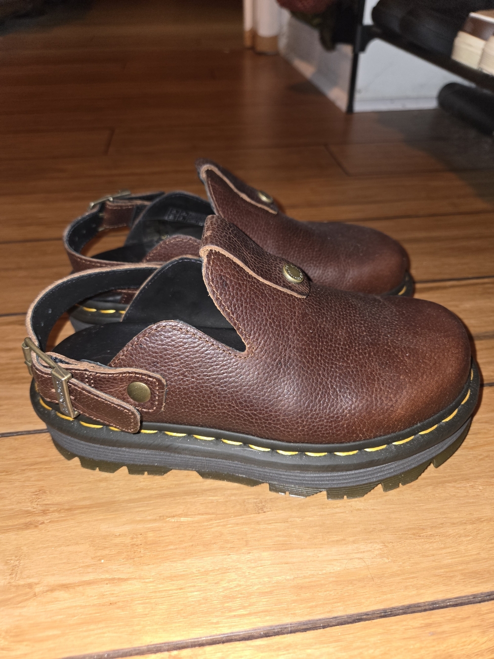 Dr. Marten Brown Leather Slingback Mules